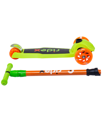 БЕЗ УПАКОВКИ Самокат 3-колесный Chip, 120/80 мм, оранжевый/зеленый