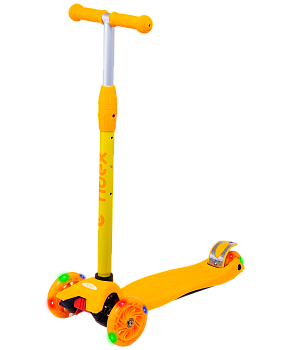 БЕЗ УПАКОВКИ Самокат 3-колесный Kiko, 120/80 мм, желтый/оранжевый
