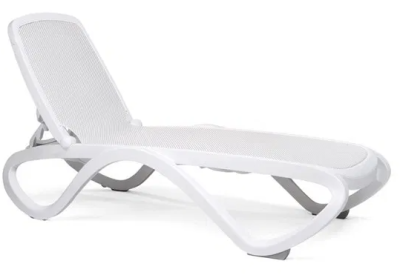 Шезлонг Omega cтопирующийся без подлокотников, цветной каркас, стандартная цветная ткань (bianco)